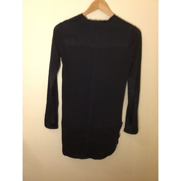 Rag and Bone navy linen silk combo long sleeve Crewneck tunic Top - Picture 5 of 10